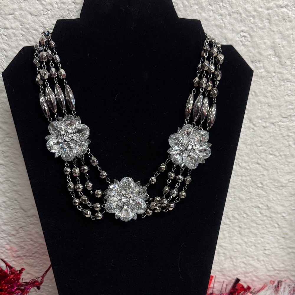 Lane Bryant Silver Floral Necklace